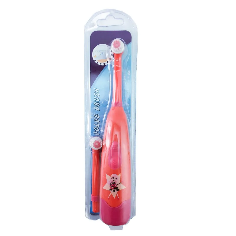 Детская электрическая зубная щетка с мультипликационным рисунком, зубная щетка с аккумулятором, электрическая зубная щетка для детей, молодых людей - Цвет: Red