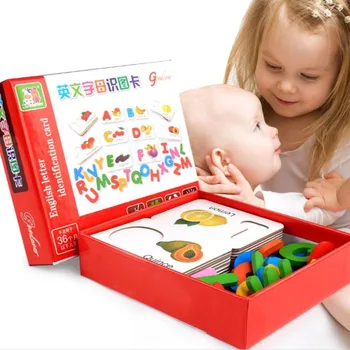 

Wooden Letter Fruits Vegetables Cognitive Card English Letter Identification Card Children Kids Early Educational Toy Puzzle