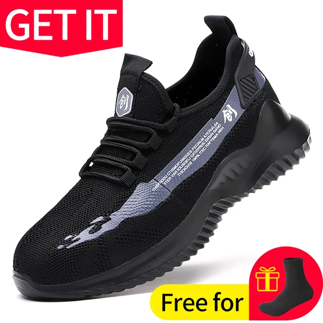 Work Safety Shoes Anti-Smashing Steel Toe Puncture Proof Construction Lightweight Breathable Sneakers Boots Men Women Air Light D020 Work Shoes