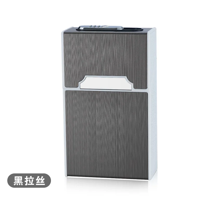 Black Металлический чехол для сигарет, электронная USB Зажигалка, 20 шт., держатель для сигарет, электрическая плазменная дуговая зажигалка, новинка, подарки для мужчин - Цвет: Black