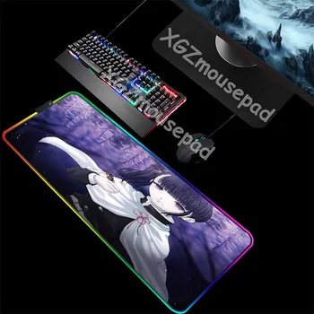 

XGZ Large RGB Mouse Pad Black Lock Edge Anime Cute Girl Tsuyuri Kanawo Butterfly HD Custom Computer Desk Mat Rubber Non-slip Xxl
