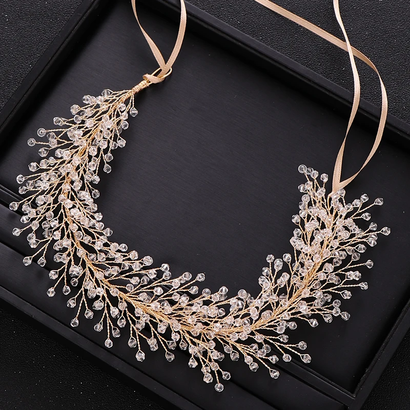 

Trendy Wedding Hair Accessories Rhinestone Crystal Wedding Headband Gold Tiara Bridal Hairband Bridal Headpiece Hair Jewelry
