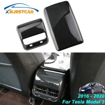 

Xburstcar for Tesla Model 3 Model3 2016 - 2020 Carbon Fiber Rear Air Vent Outlet Protection Cover Armrest Box Covers