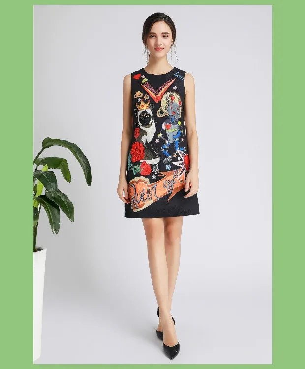 Мини-платье Preto Do в винтажном стиле; Vestido Sem Mangas das Mulheres de Диамант de luxo Nossa Senhoras Do Partido Vestido de Pista Dress