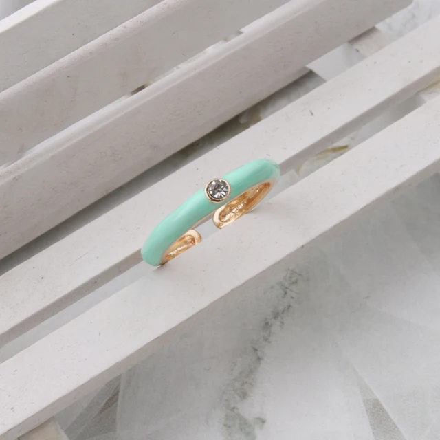 NeeFuWoFu Y2K Multicolor Enamel Dripping Oil Open Ring For Women, Adjustable  Gold Plated Chunky Finger Rings Party Jewelry Light blue