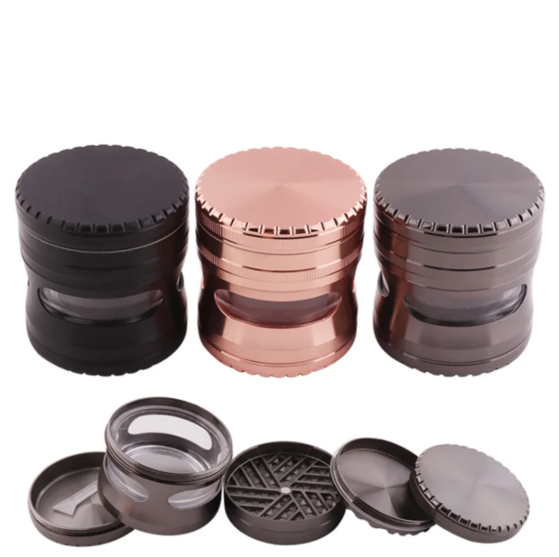 Grinder Weed Grinder 4 Pièces 55mm - Moulin à Herbes Avec Manivelle Et Récupérateur De Pollen - Zinc Argenté Grinder Weed Electrique
