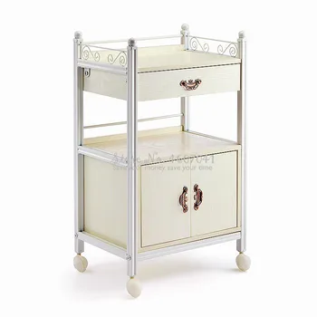

New Beauty Carts Hairdressing Three-tier Beauty Salon Haircut Hair Salon Hand Push Tool Cart Strollern with Drawers and Cabinet