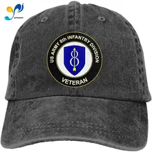 

US Army 8th Infantry Division Veteran Dad Hat Denim Baseball Cap Adjustable Trucker Unisex Style Headwear