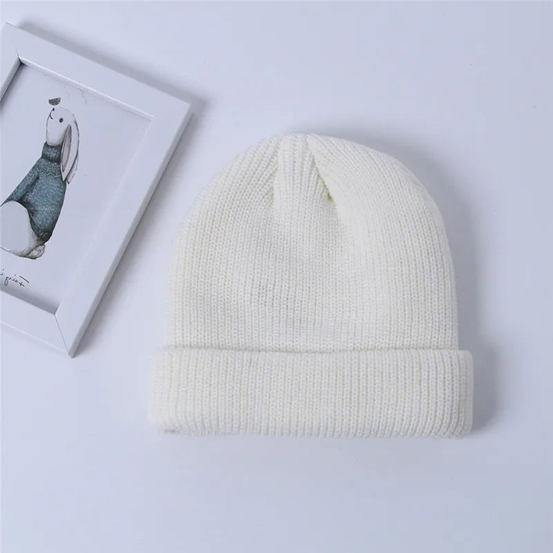 M MISM, 13 цветов, зимняя женская шапка, мужская вязаная однотонная короткая шапка без рукавов, с манжетами, в стиле хип-хоп, теплая весенне-Осенняя шапочка в стиле кэжуал - Цвет: White