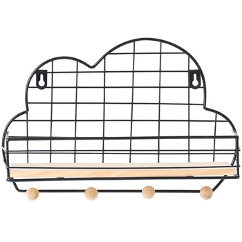 

Nordic Simple Wrought Iron Grid Cloud-Shaped Wall Racks Home Decoration Storage and Organize Racks