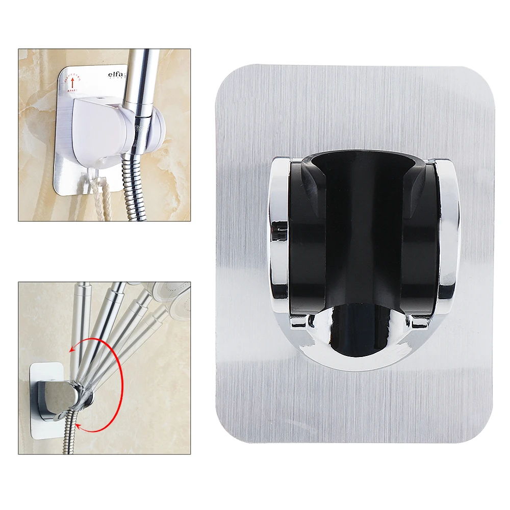 

Adjustable Shower Head Holder Rack Bracket with Non-trace Stick Wall Mounted Replacement Shower Holder for Bathroom