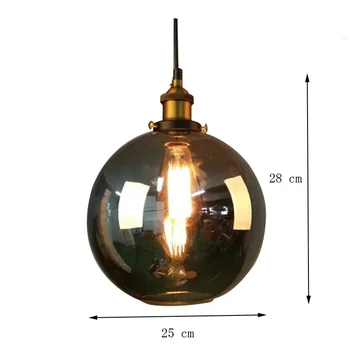 

Ball Glass Hanging Industrial Dimmable Pendant Lights With 1.5m Woven Fabric Cord scandinavian