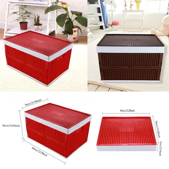 

50L Portable Plastic Large Folding Groceries cloth toy Storage Box Case - Red / Coffee Outdoor/indoor Storage Container&Cover