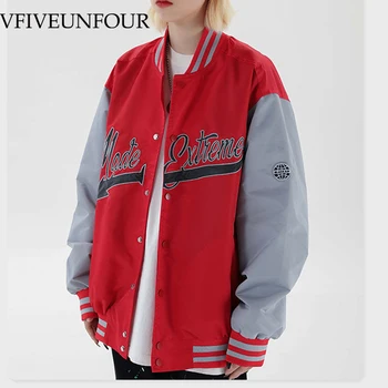 

VFIVE UNFOUR Harajuku Embroidery Letters Vintage Men Jacket 2020 Oversize Winter Warm Coat MA1 Pilot Bomber Loose Fashion Jacket