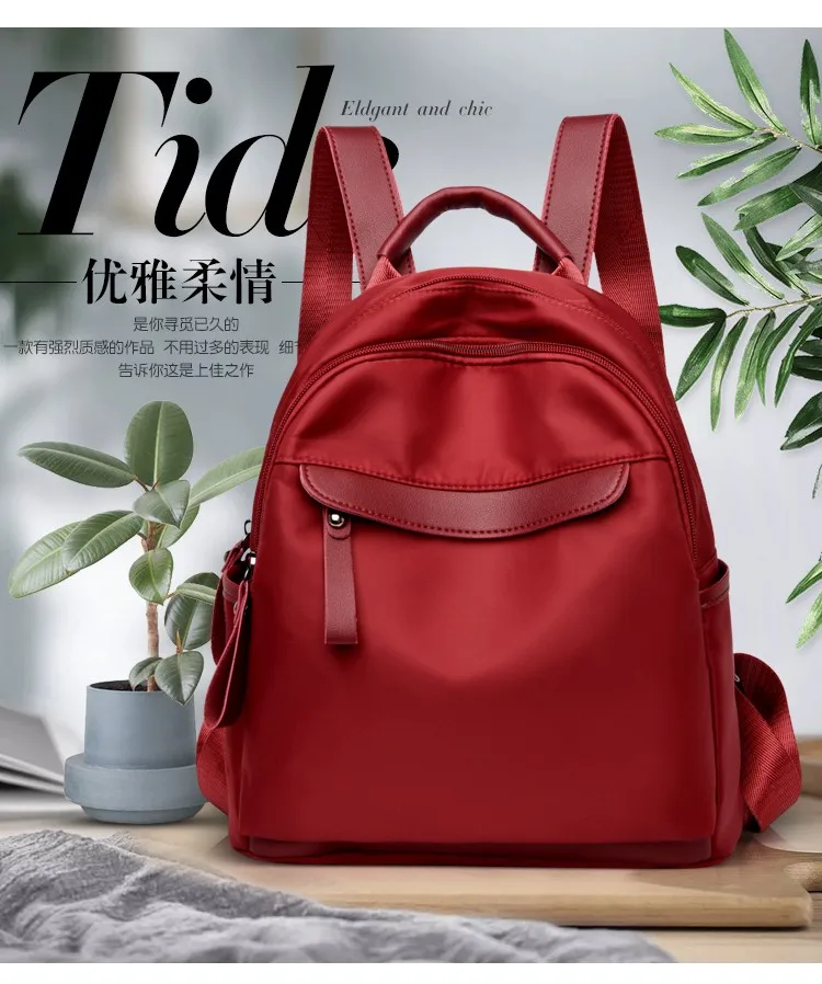 Backpack Girls New Anti-theft Bagpacks For Women Fashion High Quality And Delicate Bags Simple Style Personality - Color: red