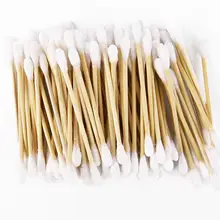 100pcs Double Head Cotton Swab Eyeshadow Lip Makeup Cotton Buds Disposable Nose Ears Care Cleaning Wood Sticks Beauty Tools