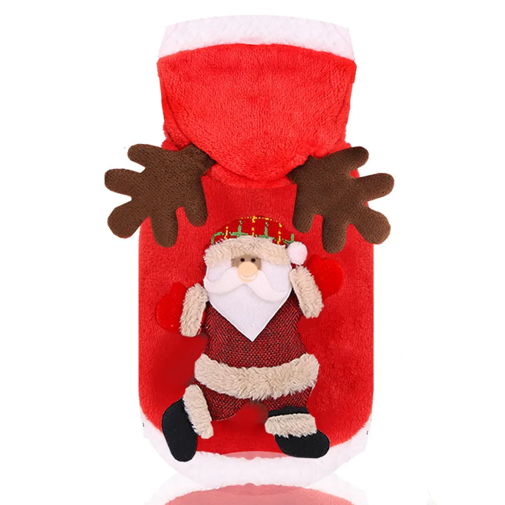 Pet Рождественская одежда с рисунком щенка Рождественский костюм Санта-костюм северного оленя теплые зимние Флисовые толстовки; пальто-свитер для маленьких собак костюм для кошек - Цвет: santa