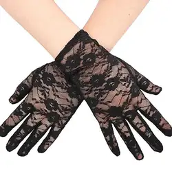 1 пара коротких кружевных перчаток Женские винтажные из тонкой ткани с цветочным кружевом перчатки длиной до запястья Свадебные перчатки