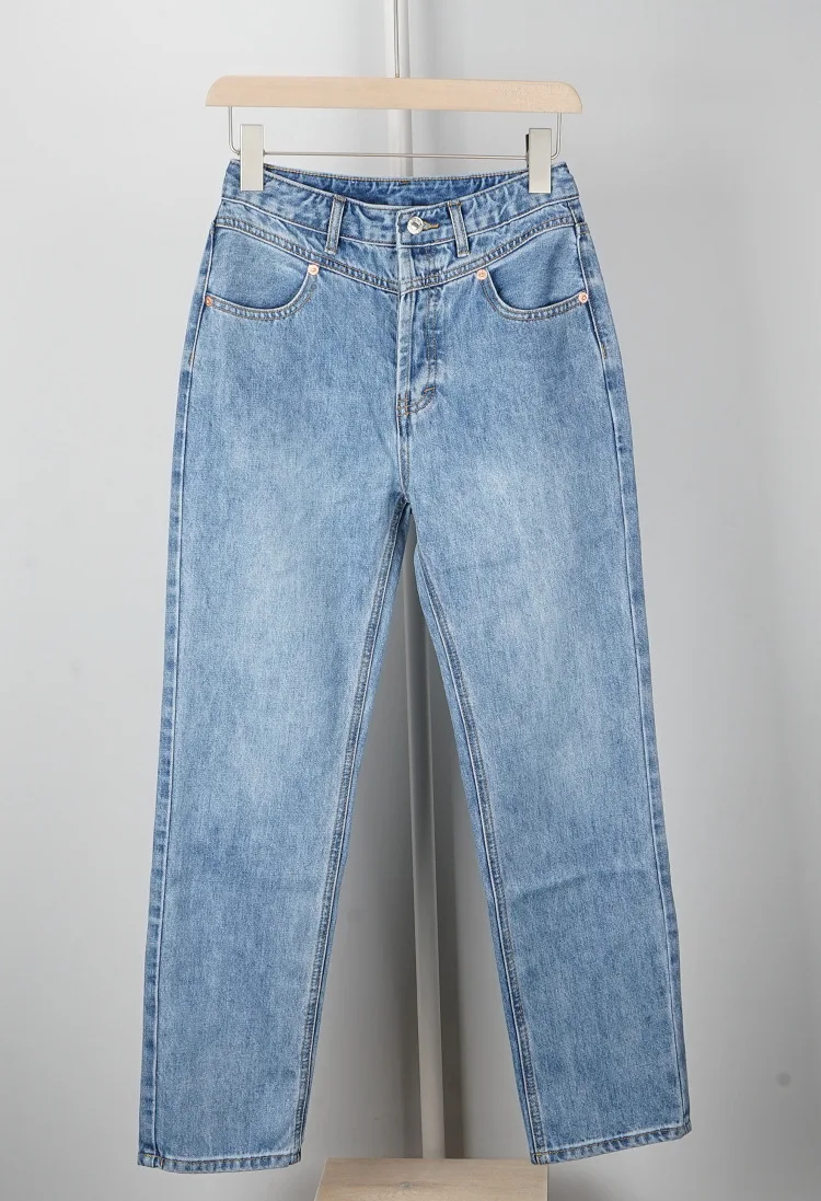 

High Waist Jeans Blue Straight Denim Wide Leg Pants Women Loose Trousers