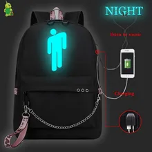 Рюкзак Mochila Billie Eilish, школьные сумки для девочек-подростков, рюкзак для ноутбука с зарядкой через Usb, Женские рюкзаки в стиле хип-хоп, модная сумка для книг