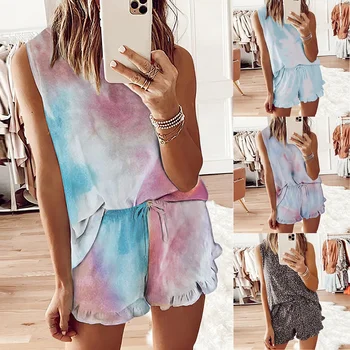 

Women's Casual Sleeveless Round Neck Home Suit Two-Piece Set