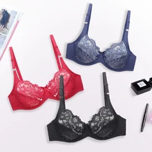 Бюстгальтеры размера плюс для женщин, сексуальный кружевной ультратонкий бюстгальтер, Прозрачное нижнее белье, бюстгальтер без косточек для женщин, чашка 3/4, бюстгальтер, нижнее белье, чашка D E# D