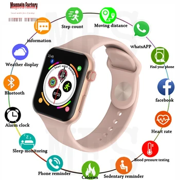 

Smart Watch F10 Full Touch Screen Heart women Rate Blood Pressure Sports Tracker Fitness For Apple IOS Android PK Iwo 8 9 10 W34