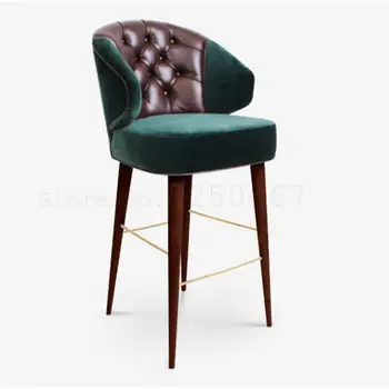 

American solid wood bar chair fashion creative home bar stool Nordic simple backrest high chair bar chair