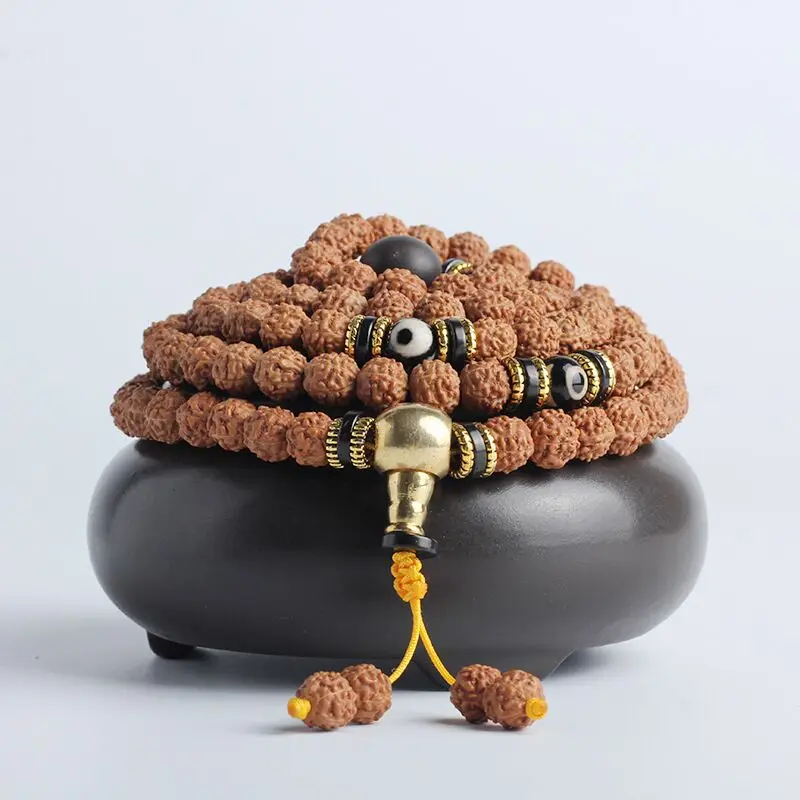 Тибетские Ювелирные изделия Rudraksha семена Бодхи 108 четки круглые бусины браслеты