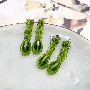 

Free Shipping Handmade Olive Beads Elegant Earrings