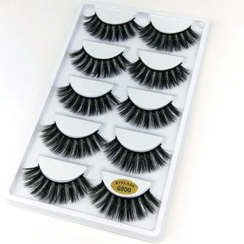 

5 Pairs 3D Mink Fur False Eyelashes Natural Realistic Cross Multi-Layer Models Eyelashes Makeup Extension Tools G800