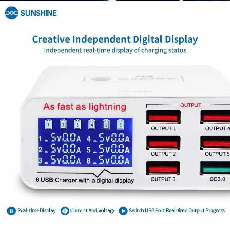 SUNSHINE SS-304Q USB Intelligence 2.4A Быстрая зарядка поддержка QC 3,0 сильная совместимость для IPAD/iPhone HUAWEI XIAOMI SAMSUNG