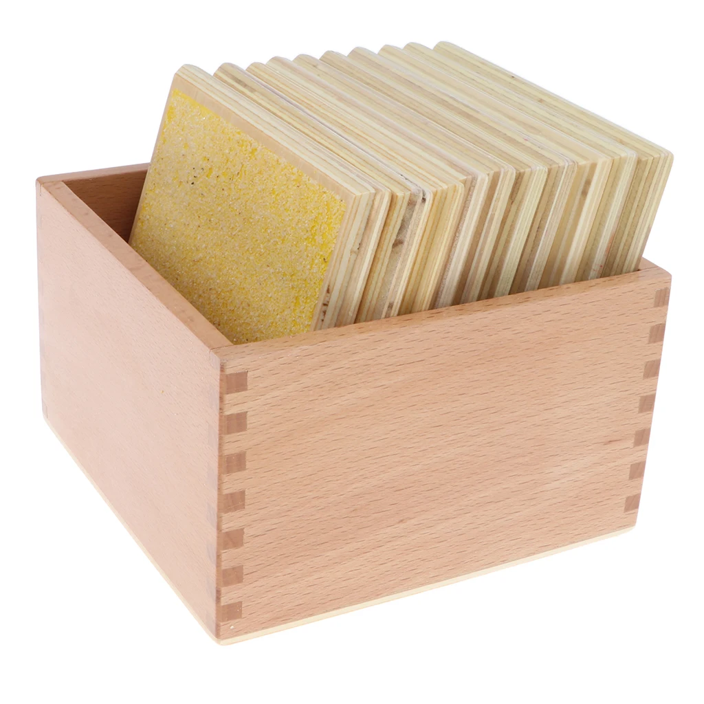 Wooden Montessori Sensorial Material - Rough and Smooth Touch Boards in Box Tactile Learning Early Developmental Toy for Kids