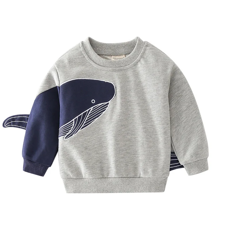 Whales Boys Sweatshirts Cotton Autumn Toddler T-shirt Long Sleeve Children Shirt Tops Kids Clothes