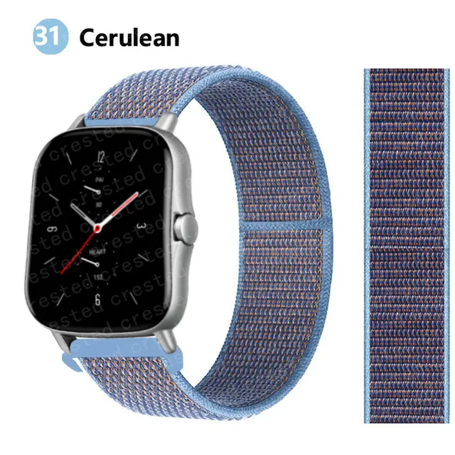 20/22mm Nylon band For Amazfit GTS/2/2e/GTS2 Mini/GTR 3 Pro 42mm/47mm/GTR2/2e/stratos 2/3 Sport Loop Bracelet Amazfit bip strap ccrulcan 35
