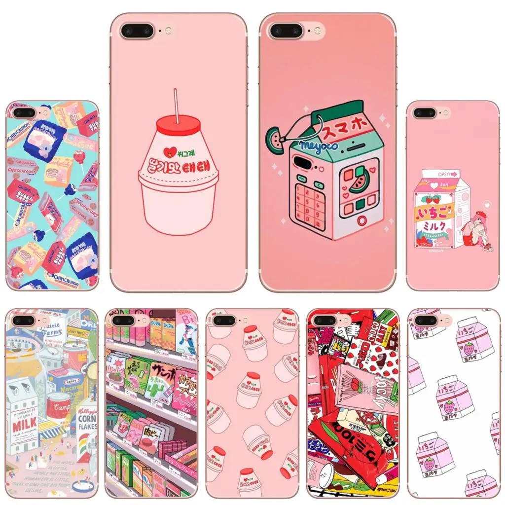 Kawaii японская клубника молоко для iPhone 10 11 12 13 Mini Pro 4S SE 5C 6 6S 7 8 X XR XS Plus Max 2020 чехол