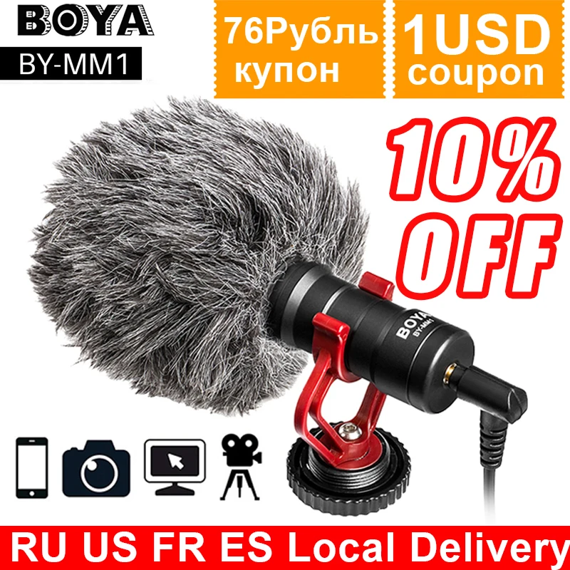 

BOYA BY-MM1 Compact On-Camera Video Microphone Youtube Vlogging Recording Mic for iPhone HuaWei Smartphone DJI Osmo Canon DSLR