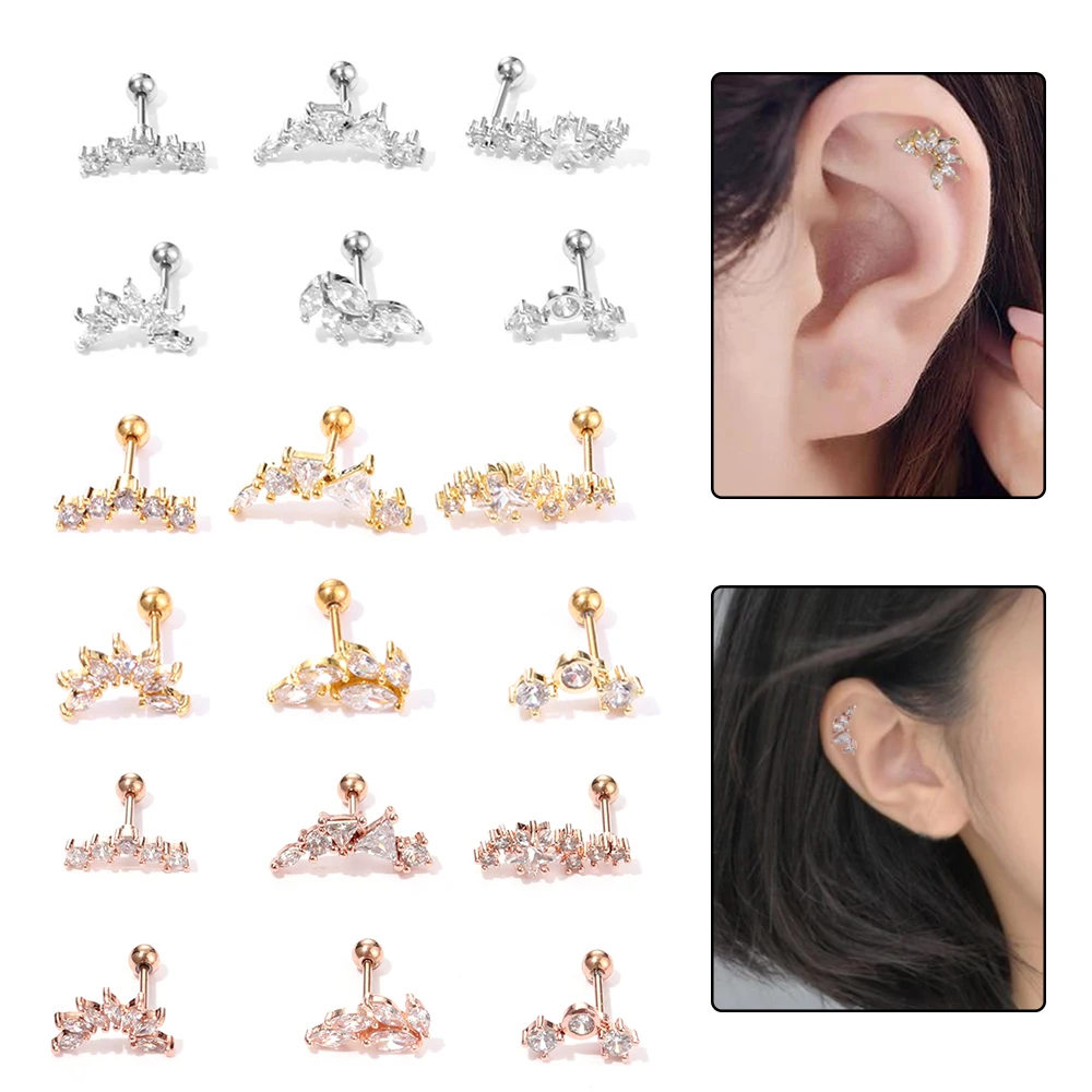 Серьги гвоздики из нержавеющей стали модные розовые золотые для ушей изогнутые