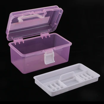 

Pink 2 Layer Plastic Jewelry Painting Tool Box Holder Storage Case Organizer