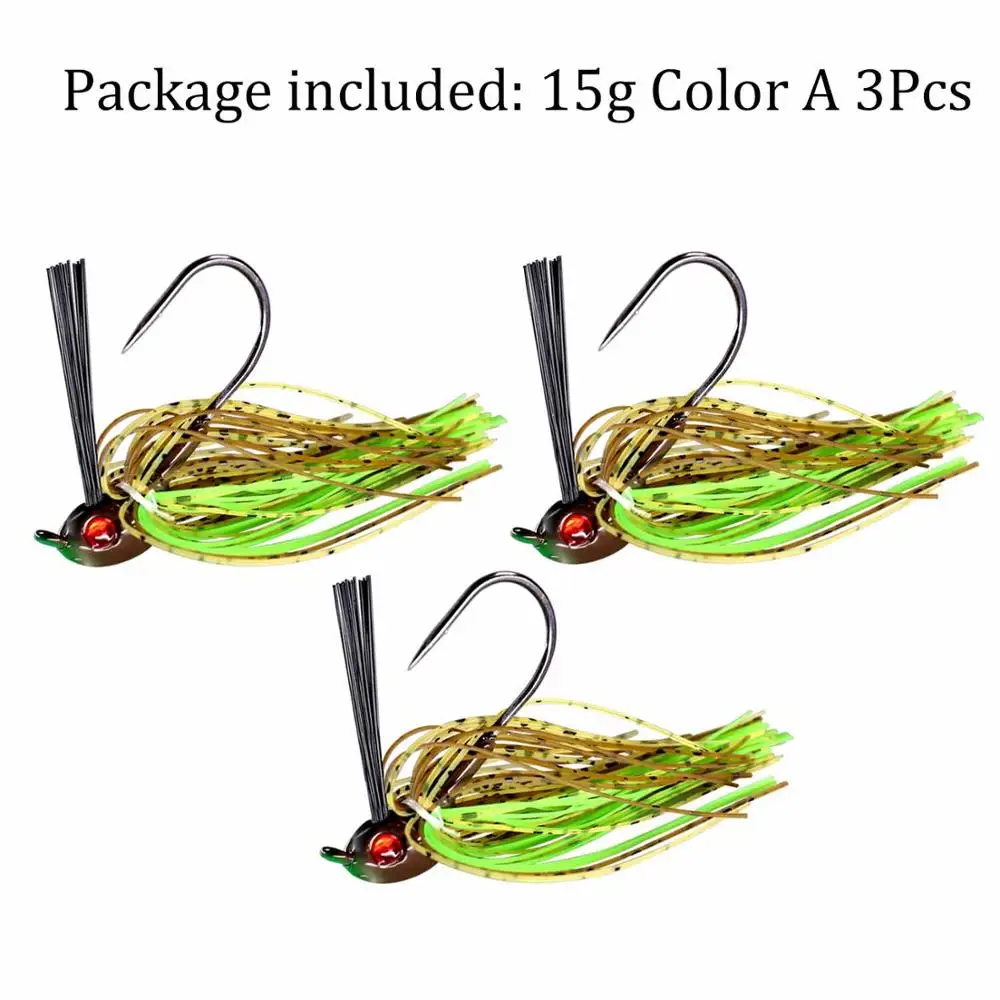 3pcs 15g Color A 3 шт./лот джиг голова бас рыболовные приманки силиконовая резиновая юбка плавательные крючки на окуня наживка isca искусственного блесна на окуня Pesca Leurres - Цвет: 3pcs 15g Color A