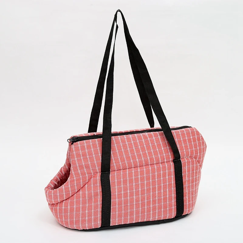 Pink Переноска для собак, кошек, сумки для переноски, сумки для собак, дышащие, для путешествий, для щенков, для переноски, клетчатые сумки на плечо - Цвет: Pink