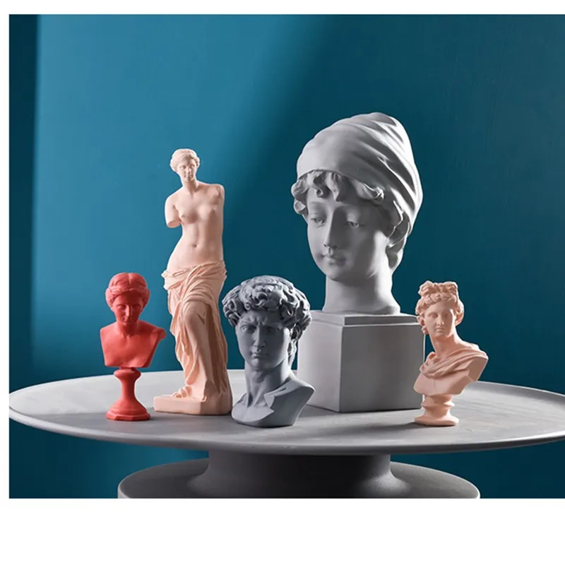 

Morandi resin David Venus Artistic gypsum head Retro Art Ornament Resin Action Figure Collection Model Toy B144