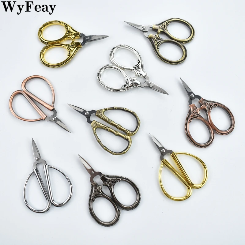 초소형 미니 가위, 레트로 포켓 앤티크 실 커터, 빈티지 DIY 자수, 크로스 스티치, 바느질 금가위, 6cm