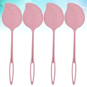 

4pcs Plastic Multifunctional Fly Swatter Manual Swat Mosquito Pest Control with Long Handle for Home Room(Pink)