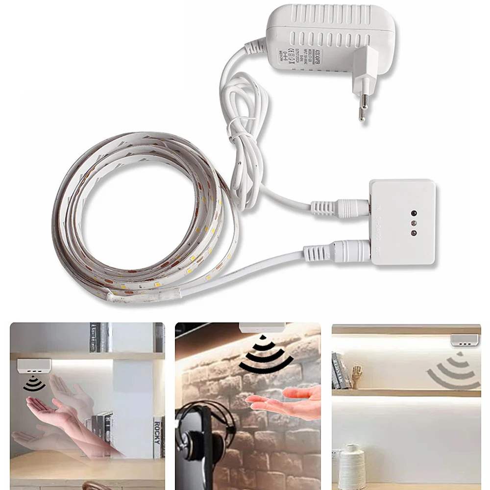 

Hand Sweep Switch LED Under Cabinet Lights Motion Sensor 12V LED Strips Diode Tape Waterproof Closet Kitchen Bedroom Night Lamp
