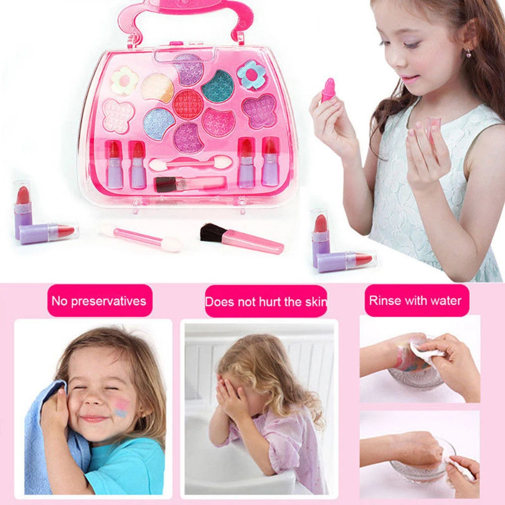 Suitcase Plastic Cosmetics Kit Girls Kids Makeup Set Palette Gift Christmas Children Simulation Toy Princess Funny Pretend Play