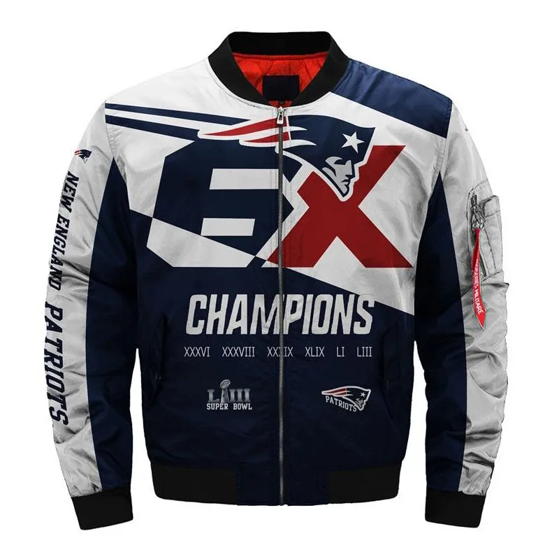New England Patriots bomber jacket Fashion men's winter coat - Цвет: 40001