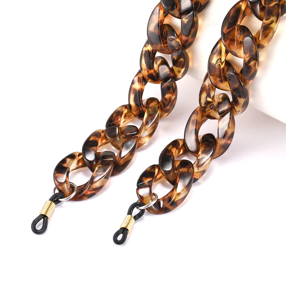 Gold-Black Eueavan 5 шт. акриловая леопардовая широкая цепочка для очков ретро солнцезащитные очки ремешки с застежками для чтения очки аксессуары - Цвет: Gold-Black