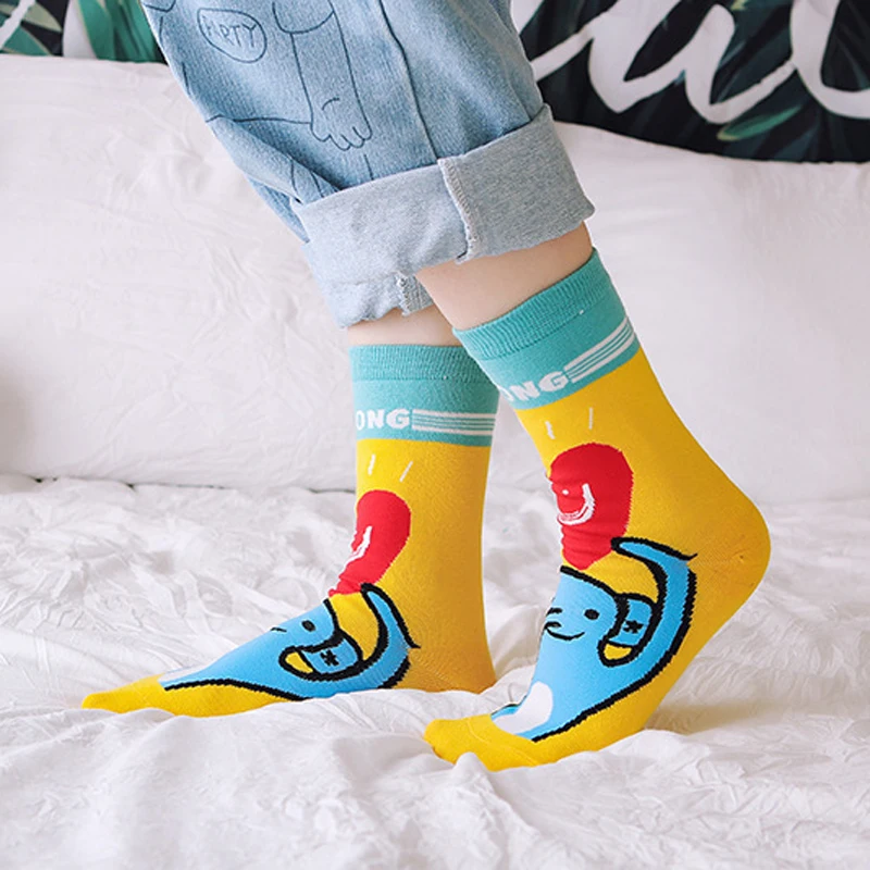 Autumn Winter New Design Women Socks Funny Sock Cotton Cartoon Animal Jacquard