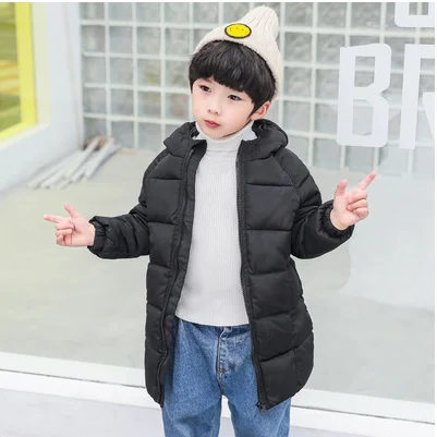 Теплая детская куртка для девочек детское пальто, куртка утепленная куртка для мальчиков От 2 до 13 лет куртка-пуховик для мальчиков и девочек хлопковая куртка - Цвет: Черный